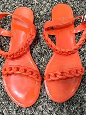Givenchy Bright Orange Chain-Strap Jelly Sandals